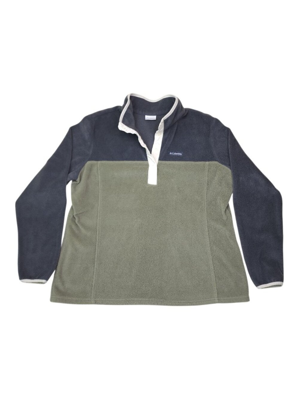Columbia Snap Neck Fleece Pullover Mens XXL Navy & Olive Green Colorblock